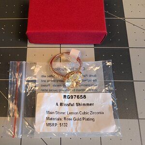 Bomb Party “A Blissful Shimmer” Ring (Sz 8) Lemon CZ on Rose Gold RG976587